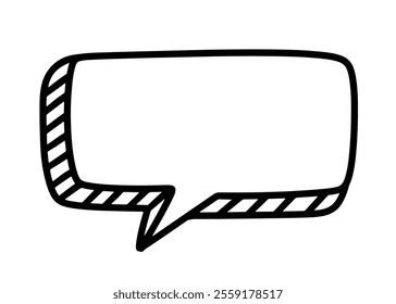Outline Chat Speech Bubble, Hand Drawn Message Text Cloud Element, Isolated on White Background. Cute Vector Illustration Shape Design