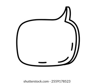 Outline Chat Speech Bubble, Hand Drawn Message Text Cloud Element, Isolated on White Background. Cute Vector Illustration Shape Design