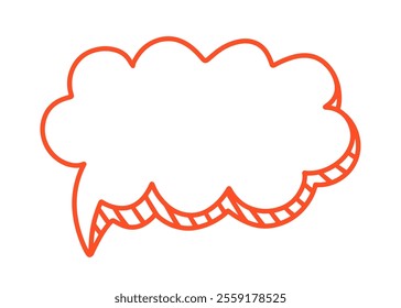 Outline Chat Speech Bubble, Hand Drawn Message Text Cloud Element, Isolated on White Background. Cute Vector Illustration Shape Design