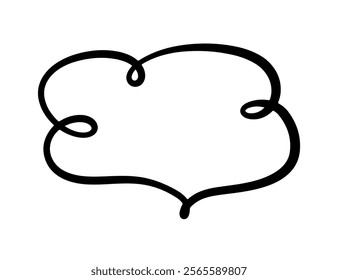 Outline Chat Speech Bubble, Hand Drawn Message Text Cloud Element, Isolated on White Background. Cute Vector Illustration Shape Design
