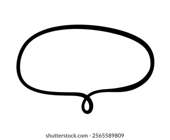 Outline Chat Speech Bubble, Hand Drawn Message Text Cloud Element, Isolated on White Background. Cute Vector Illustration Shape Design