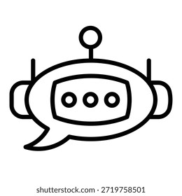 Outline chatbot icon for AI assistant, support bot, and virtual chat.