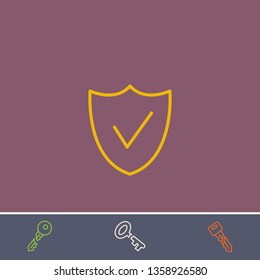 Outline check icon.Best check vector, illustrated icon for modern web and mobile design.Bonus broken key symbol