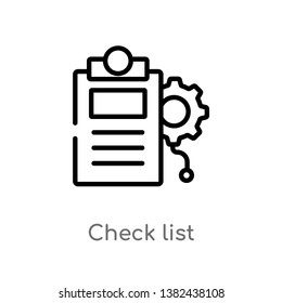 outline check list vector icon. isolated black simple line element illustration from artificial intelligence concept. editable vector stroke check list icon on white background