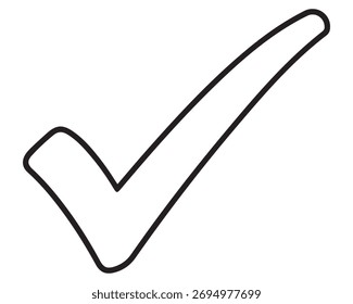 Marca de verificación de contorno aislada en el fondo blanco para la Aprobación