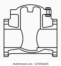 Outline check valve vector icon