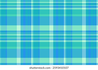 Outline check vector textile, ribbon texture tartan background. Frame fabric plaid seamless pattern in cyan and teal colors palette.