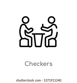 outline checkers vector icon. isolated black simple line element illustration from activity and hobbies concept. editable vector stroke checkers icon on white background