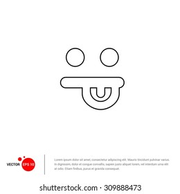 Outline Cheeky Smiley Icon, Vector Illustration, Flat pictogram icon