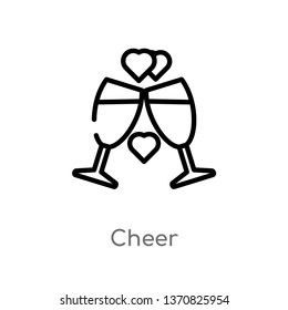 outline cheer vector icon. isolated black simple line element illustration from love & wedding concept. editable vector stroke cheer icon on white background
