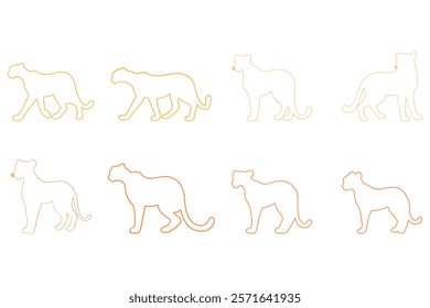 Outline Cheetah Illustration Design Set