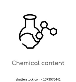 outline chemical content vector icon. isolated black simple line element illustration from education concept. editable vector stroke chemical content icon on white background