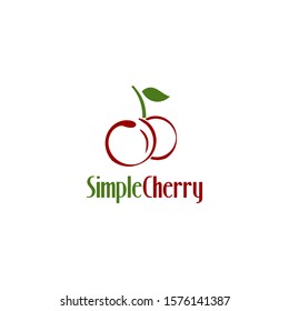 outline cherry fruit logo design
