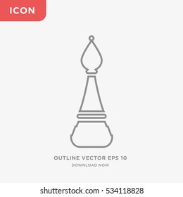 Outline chess figure icon illustration isolated vector, linear sign symbol