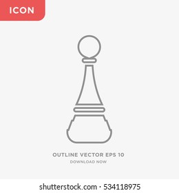 Outline chess figure icon illustration isolated vector, linear sign symbol