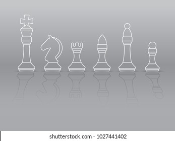 Outline Chess pieces, Flat designed Vector Illustration