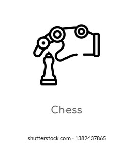 outline chess vector icon. isolated black simple line element illustration from artificial intelligence concept. editable vector stroke chess icon on white background