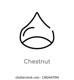 outline chestnut vector icon. isolated black simple line element illustration from fruits concept. editable vector stroke chestnut icon on white background