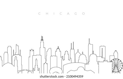 Outline Chicago skyline. Trendy template with Chicago city buildings and landmarks in line style. Stock vector design. 