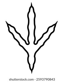 Outline chicken footprint isolated, chicken track