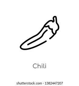 outline chili vector icon. isolated black simple line element illustration from fruits concept. editable vector stroke chili icon on white background