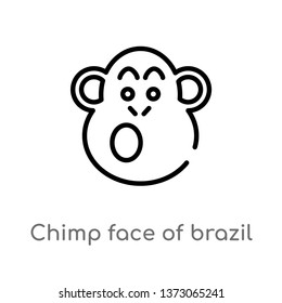 outline chimp face of brazil vector icon. isolated black simple line element illustration from culture concept. editable vector stroke chimp face of brazil icon on white background