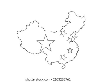 Outline china map flag outline icon