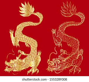 Outline Chinese dragon illustration for tattoo design or printing on jacket and t-shirt style.Japanese Dragon line drawing on white background.Dragon tattoo vector on isolated.Head dragon for sticker.