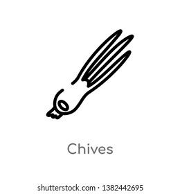outline chives vector icon. isolated black simple line element illustration from food concept. editable vector stroke chives icon on white background