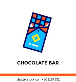 Outline CHOCOLATE BAR icon. Vector pictogram suitable for print, website and presentation