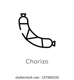 Outline Chorizo Vector Icon. Isolated Black Simple Line Element Illustration From Culture Concept. Editable Vector Stroke Chorizo Icon On White Background