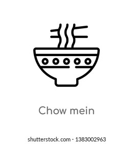 outline chow mein vector icon. isolated black simple line element illustration from food concept. editable vector stroke chow mein icon on white background svg