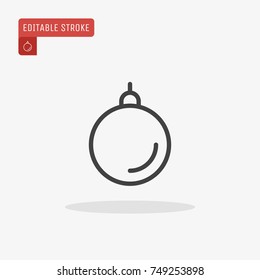 Outline Christmas ball icon isolated on grey background. Bauble pictogram. Symbol of Happy New Year, Xmas holiday celebration, winter. Editable stroke. Vector illustration, eps10