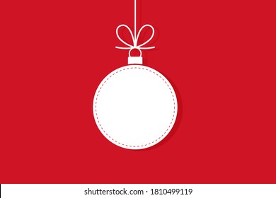 Outline Christmas ball. Minimal Christmas abstract background. Christmas greeting card. Vector illustration.