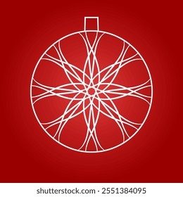 Outline Christmas ball with snowflake. Xmas card, holiday banner design element. Vector illustration.