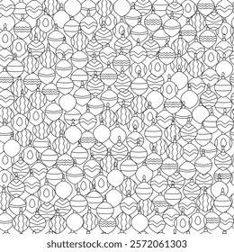 Outline Christmas Ball Vector Seamless Pattern