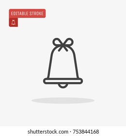 Outline Christmas bell icon isolated on grey background. Symbol of Happy New Year, Xmas holiday celebration, winter. Editable stroke. Vector illustration, eps10