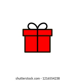 Outline Christmas Gift box icon isolated on white background. Present pictogram. Symbol of Happy New Year, Xmas holiday celebration. Editable stroke. Vector illustration, eps10