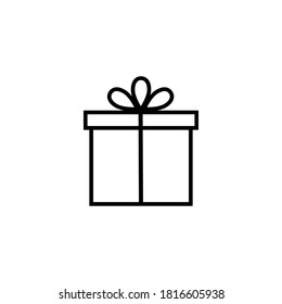 Outline Christmas Gift box icon isolated on white background. Present pictogram. Symbol of Happy New Year, Xmas holiday celebration. Editable stroke. Vector illustration, eps10