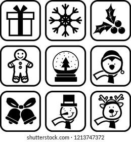 Outline Christmas icon set on white background