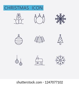 Outline christmas icon set. vector illustration