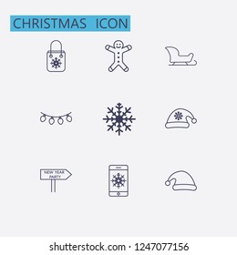Outline christmas icon set. vector illustration