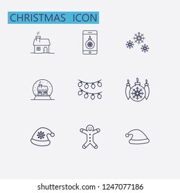 Outline christmas icon set. vector illustration