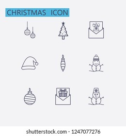 Outline christmas icon set. vector illustration