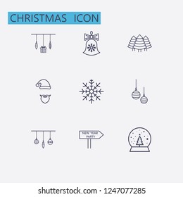 Outline christmas icon set. vector illustration