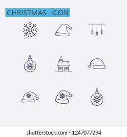 Outline christmas icon set. vector illustration