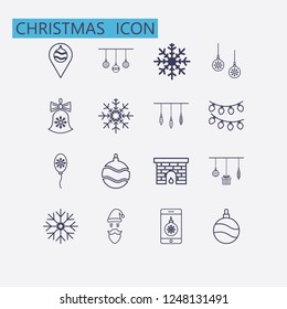 Outline christmas icon set.Vector illustration