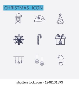 Outline christmas icon set.Vector illustration