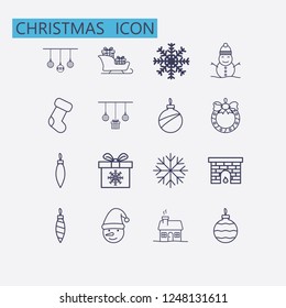 Outline christmas icon set.Vector illustration