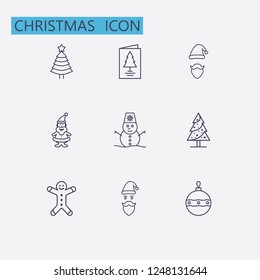 Outline christmas icon set.Vector illustration